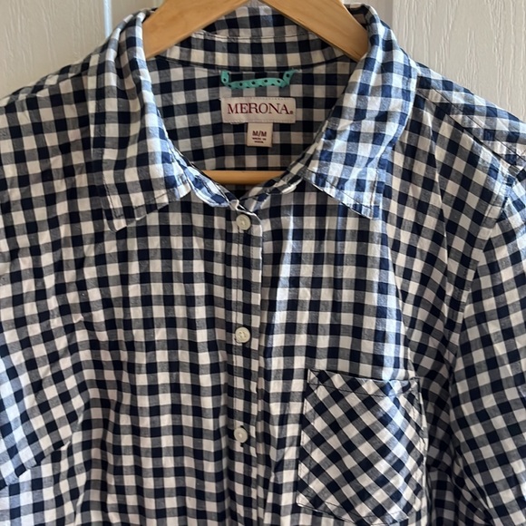 Merina gingham button down, M - Picture 2 of 4